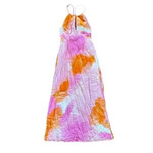 The Wolf Gang - El Mar Maxi Dress in Watercolour Pink & Orange